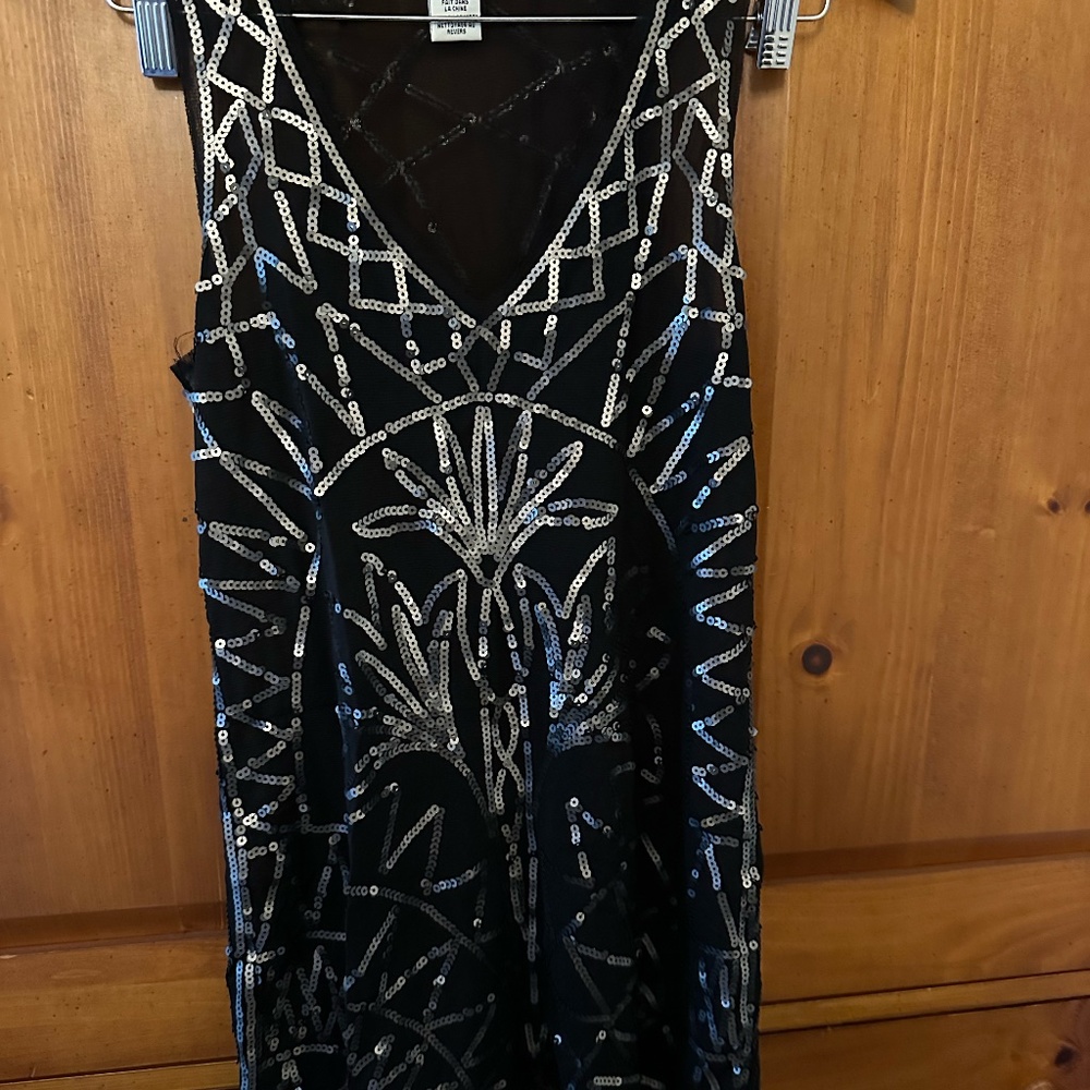 Max Studio sheer sequined art deco mini dress - SZ S